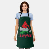 Merry Kissmyass Funny Christmas Apron Schort (Gedragen)