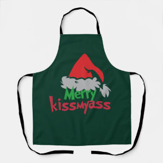 Merry Kissmyass Funny Christmas Apron Schort