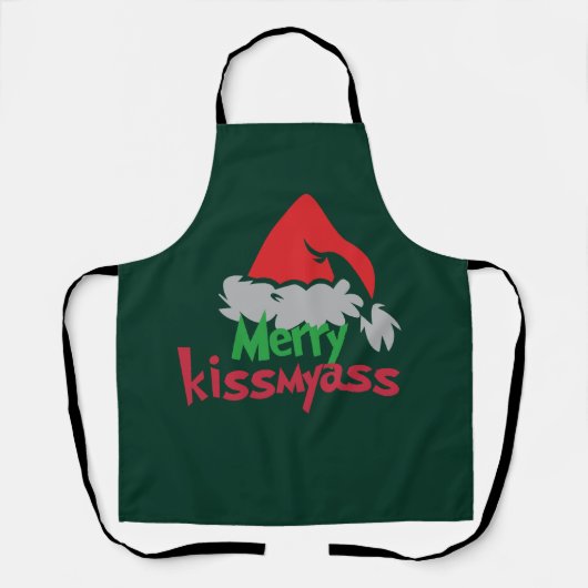 Merry Kissmyass Funny Christmas Apron Schort (Voorkant)