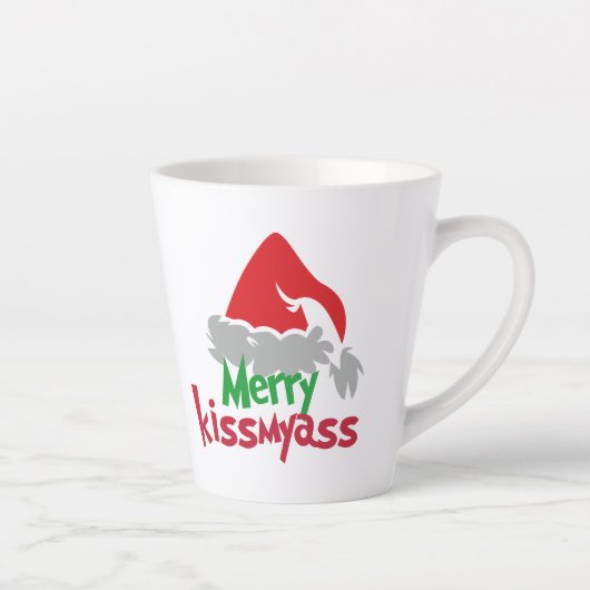 Merry Kissmyass Funny Christmas Latte Mug Latte Mok (Rechts)