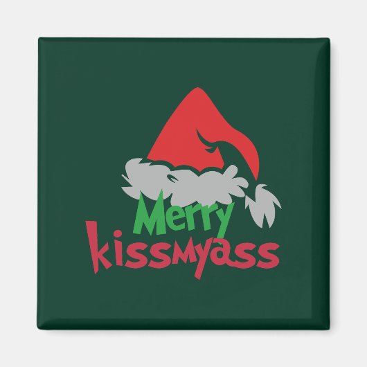 Merry Kissmyass Funny Christmas Magnet (Voorkant)