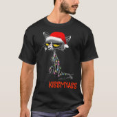 Merry Kissmyass Funny Kerstmis Black Cat T-shirt (Voorkant)