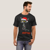 Merry Kissmyass Funny Kerstmis Black Cat T-shirt (Voorkant volledig)