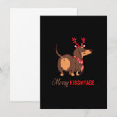 Merry Kissmyass Funny Kerstreindeer Dachshund Kaart (Voorkant / Achterkant)