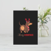 Merry Kissmyass Funny Kerstreindeer Dachshund Kaart (Staand voorkant)