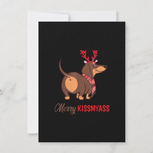 Merry Kissmyass Funny Kerstreindeer Dachshund Kaart (Voorkant)