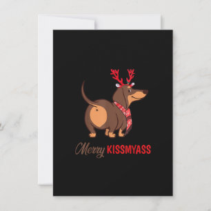 Merry Kissmyass Funny Kerstreindeer Dachshund Kaart