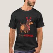 Merry Kissmyass-kerstreindeer Dachshund Dog T-shirt (Voorkant)