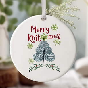 Merry Knitmas and Yarn Tree Knitting Holiday Decor Keramisch Ornament
