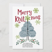 Merry Knitmas - kerstboom met kerstmis en sneeuwvl Feestdagenkaart (Voorkant)