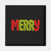 Merry Knitted Letters Crochet Xmas Pajamas Holiday Magneet (Voorkant)