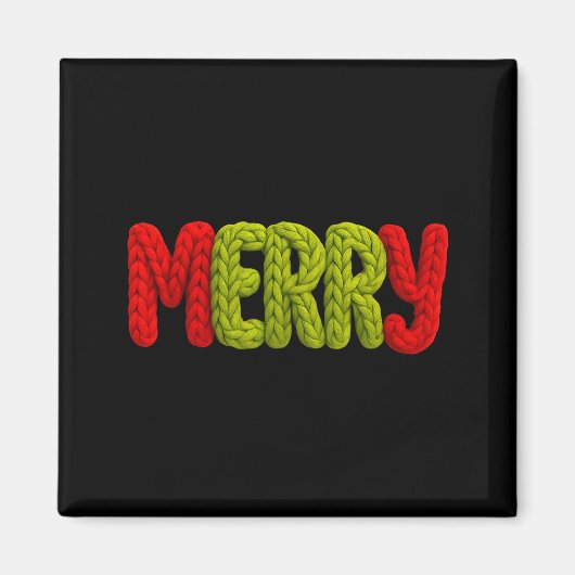 Merry Knitted Letters Crochet Xmas Pajamas Holiday Magneet (Voorkant)