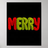 Merry Knitted Letters Crochet Xmas Pajamas Holiday Poster (Voorkant)