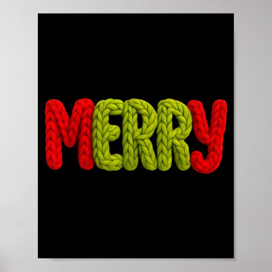 Merry Knitted Letters Crochet Xmas Pajamas Holiday Poster (Voorkant)
