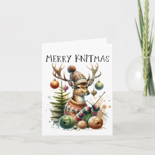 Merry Knittmas Breien Kerstmis Feestdagen Kaart (Voorkant)