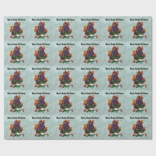 Merry Koala Kerstmis Cadeaupapier (Vlak)