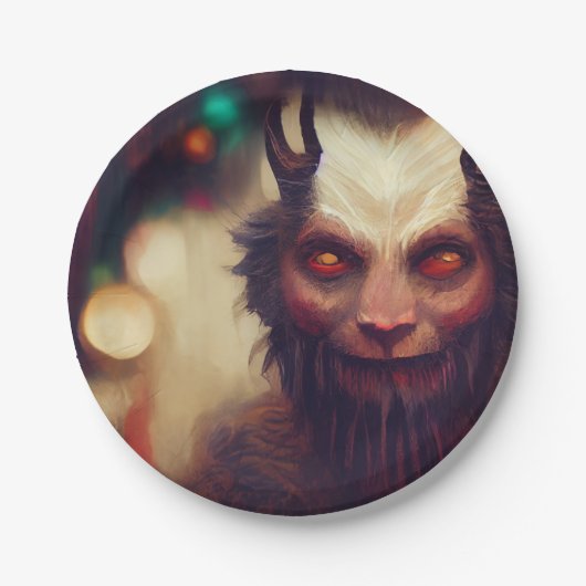Merry Krampus Borden met kerstfeest en Bowls Papieren Bordje (Voorkant)