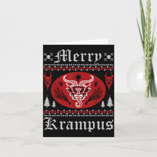 Merry Krampus Christmas Xmas Horror Ugly Sweater E Kaart (Voorkant)