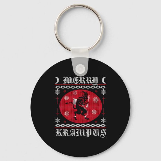 Merry Krampus. Goth Christmas Ugly Sweater. Krampu Sleutelhanger (Voorkant)
