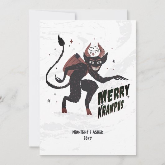 Merry Krampus Hand Drawn Art Kerstfeestdag Feestdagenkaart (Voorkant)
