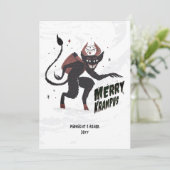 Merry Krampus Hand Drawn Art Kerstfeestdag Feestdagenkaart (Staand voorkant)