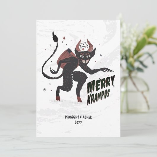 Merry Krampus Hand Drawn Art Kerstfeestdag Feestdagenkaart (Staand voorkant)
