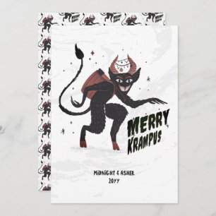 Merry Krampus Hand Drawn Art Kerstfeestdag Feestdagenkaart