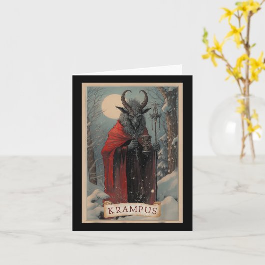 Merry Krampus Horror Kerst Lelijke Trui Kwaad P Kaart (Gele Bloem)