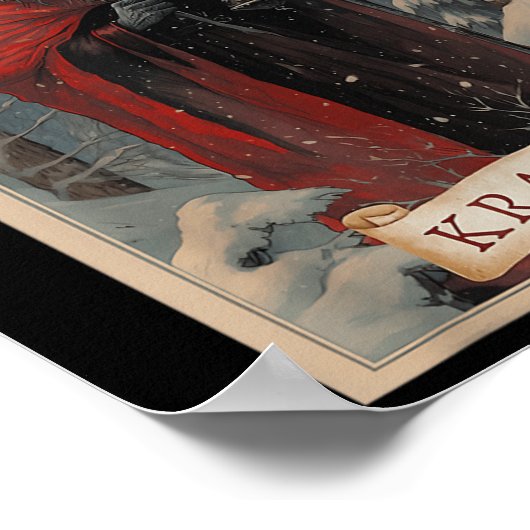 Merry Krampus Horror Kerst Lelijke Trui Kwaad P Poster (Hoek)