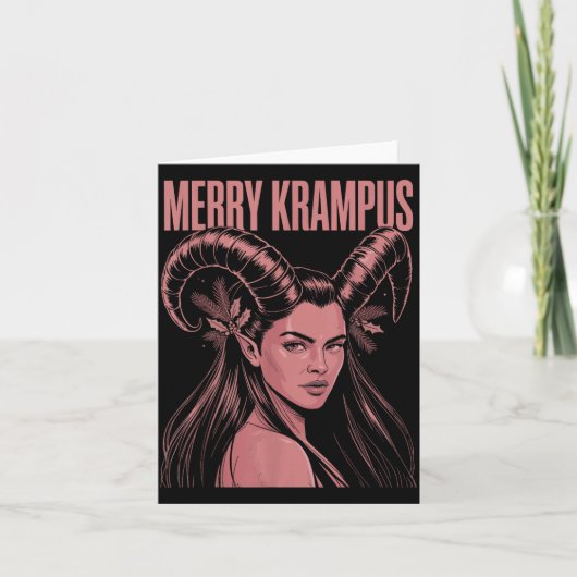Merry Krampus Ironic Lilith Christmas Dark Feminin Kaart (Voorkant)