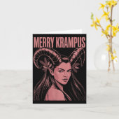 Merry Krampus Ironic Lilith Christmas Dark Feminin Kaart (Gele Bloem)
