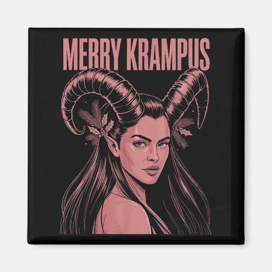 Merry Krampus Ironic Lilith Christmas Dark Feminin Magneet (Voorkant)