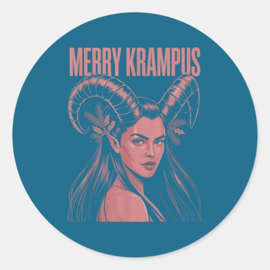 Merry Krampus Ironic Lilith Christmas Dark Feminin Ronde Sticker (Voorkant)