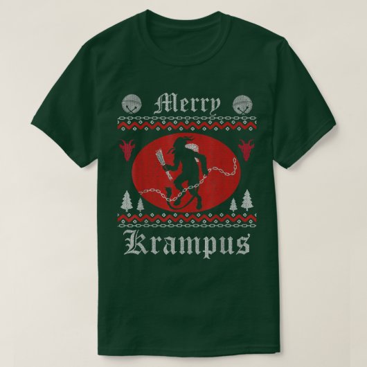 Merry Krampus Kerstmis Horror Ugly Sweater E T-shirt (Design voorkant)