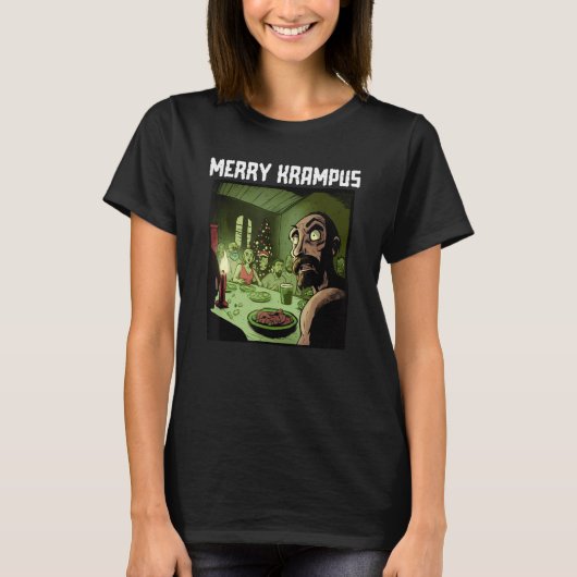 Merry Krampus Kerstmis Horror Ugly Sweater E T-shirt (Voorkant)