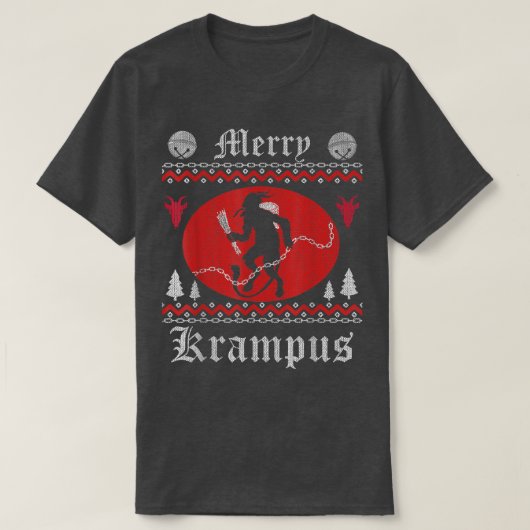 Merry Krampus Kerstmis Horror Ugly Sweater E T-shirt (Design voorkant)
