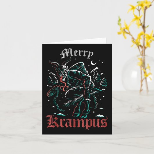 Merry Krampus Kerstmishorror Ugly Evil Paja Kaart (Gele Bloem)