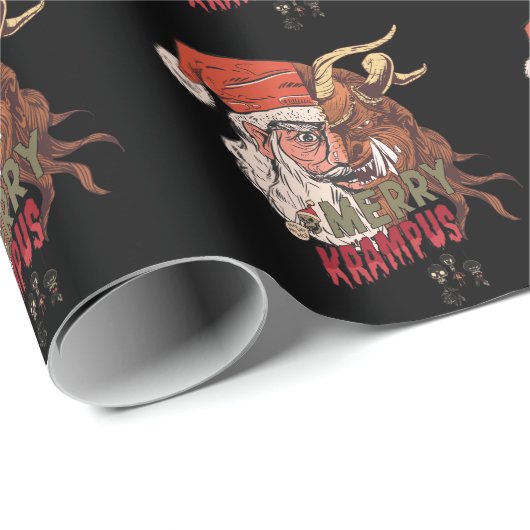 Merry Krampus Scary Santa Horror Kerstmis Cadeaupapier (Rol Hoek)