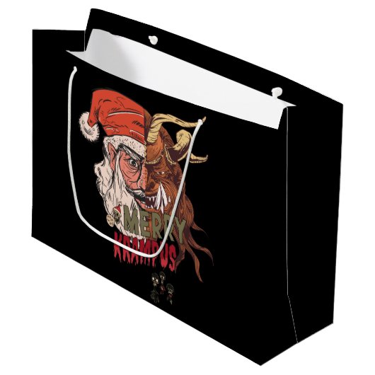 Merry Krampus Scary Santa Horror Kerstmis Groot Cadeauzakje (Voorkant Gekanteld)