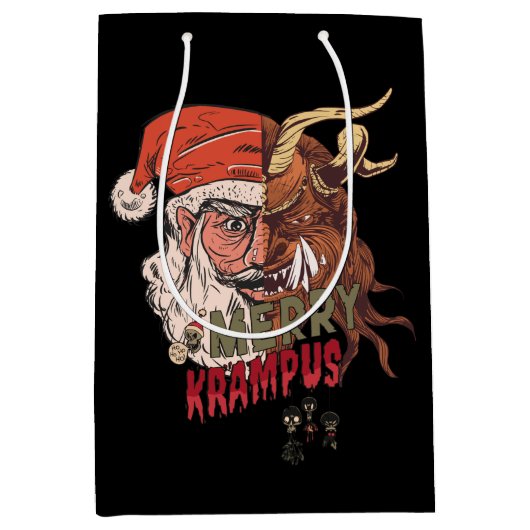 Merry Krampus Scary Santa Horror Kerstmis Medium Cadeauzakje (Voorkant)