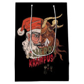 Merry Krampus Scary Santa Horror Kerstmis Medium Cadeauzakje (Achterkant)