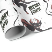 Merry Krampus Typografie Kerstfeestdag Cadeaupapier (Rol Hoek)