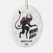 Merry Krampus Typografie Kerstmis Keramisch Ornament (Rechts)