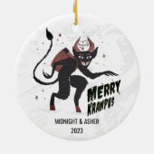 Merry Krampus Typografie Kerstmis Keramisch Ornament (Achterkant)