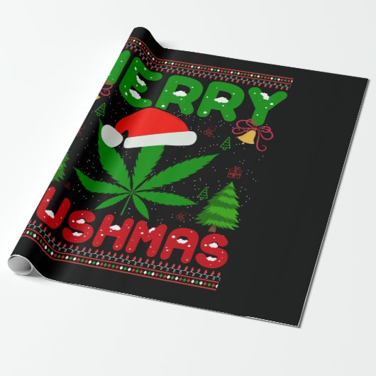 Merry Kushmas Funny Kerstmis Cadeaupapier (Uitgerold)