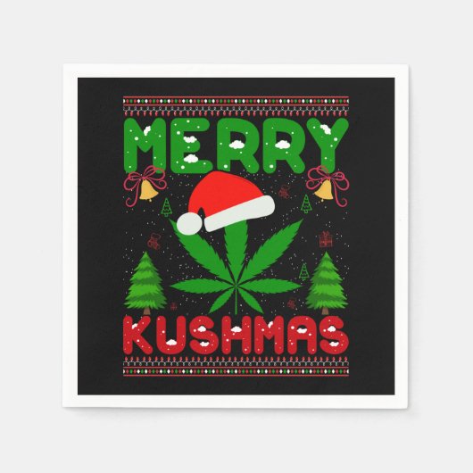 Merry Kushmas Funny Kerstmis Servet (Voorkant)