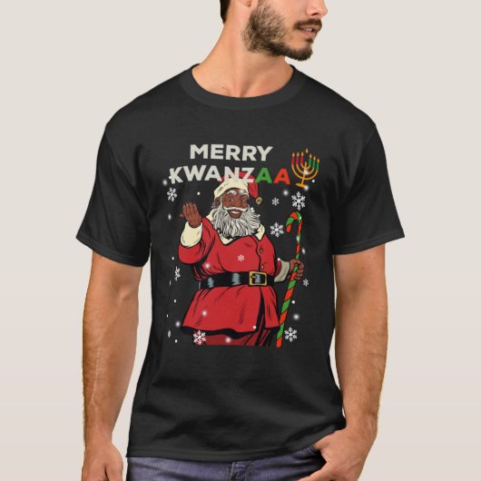 Merry Kwanzaa Santa Claus Black Christmas African T-shirt (Voorkant)
