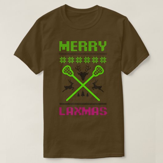 Merry Lamas Ugly Design Lacrosse Kerstmis T-shirt (Design voorkant)