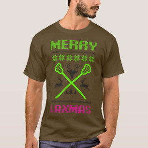 Merry Lamas Ugly Design Lacrosse Kerstmis T-shirt