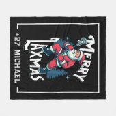 Merry Laxmas Black Christmas Lacrosse Christmas Fleece Deken (Voorkant (Horizontaal))